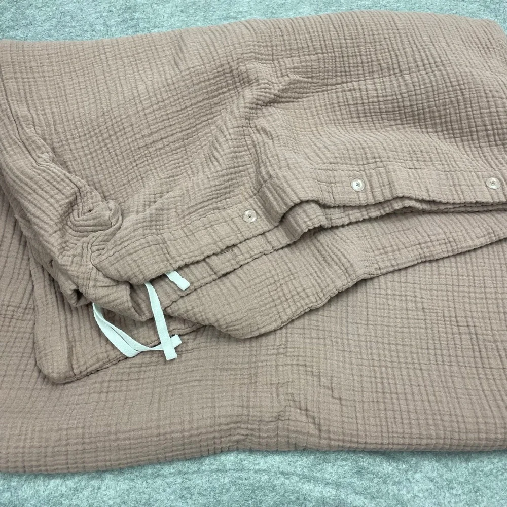 QUINCE Organic Cotton Gauze Twin Duvet Cover + Only One Sham Mauve Pink